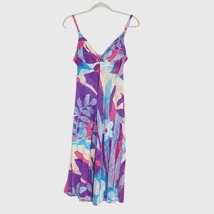 Vintage Jams World Midi Dress Small Tropical Floral Artsy Cruise Resort Hawaii